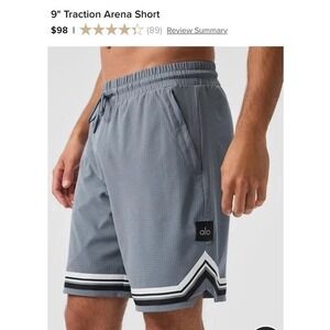 Alo 9" Traction Arena Shorts Size 2XL Cosmic Gray NWT Gym Ball